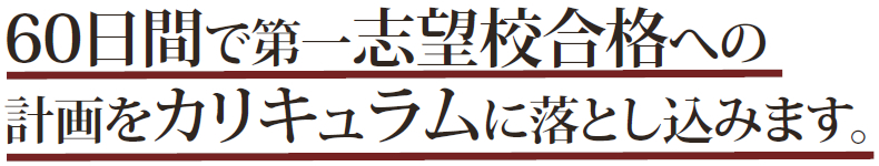 60日間で第一志望校合格への計画をカリキュラムに落とし込みます。